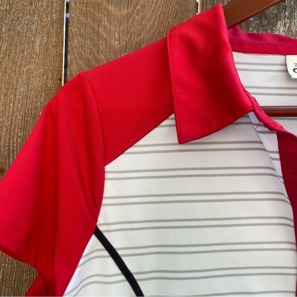 CHICOS ZENERGY GOLF Women’s Red White Striped Short Sleeve Polo Shirt Size 1X - Picture 3 of 11